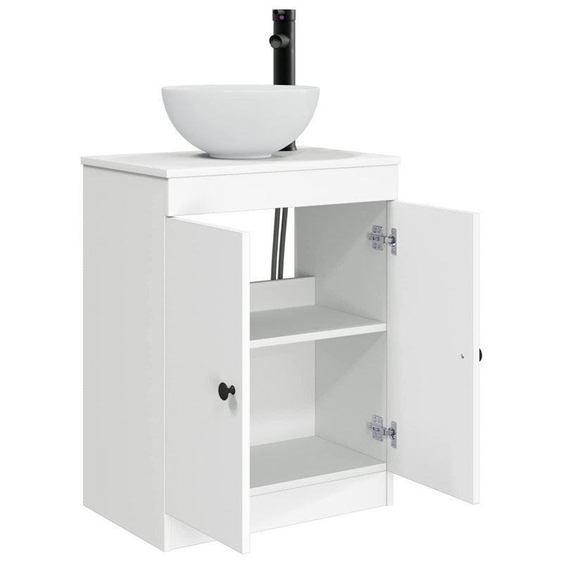 Single Bathroom Vanity with Ceramic Basin, White