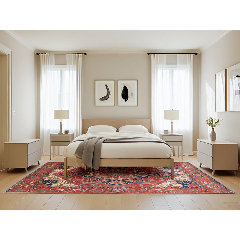Tapis oriental rouge et bleu, Rectangle 5 pi x 8 pi