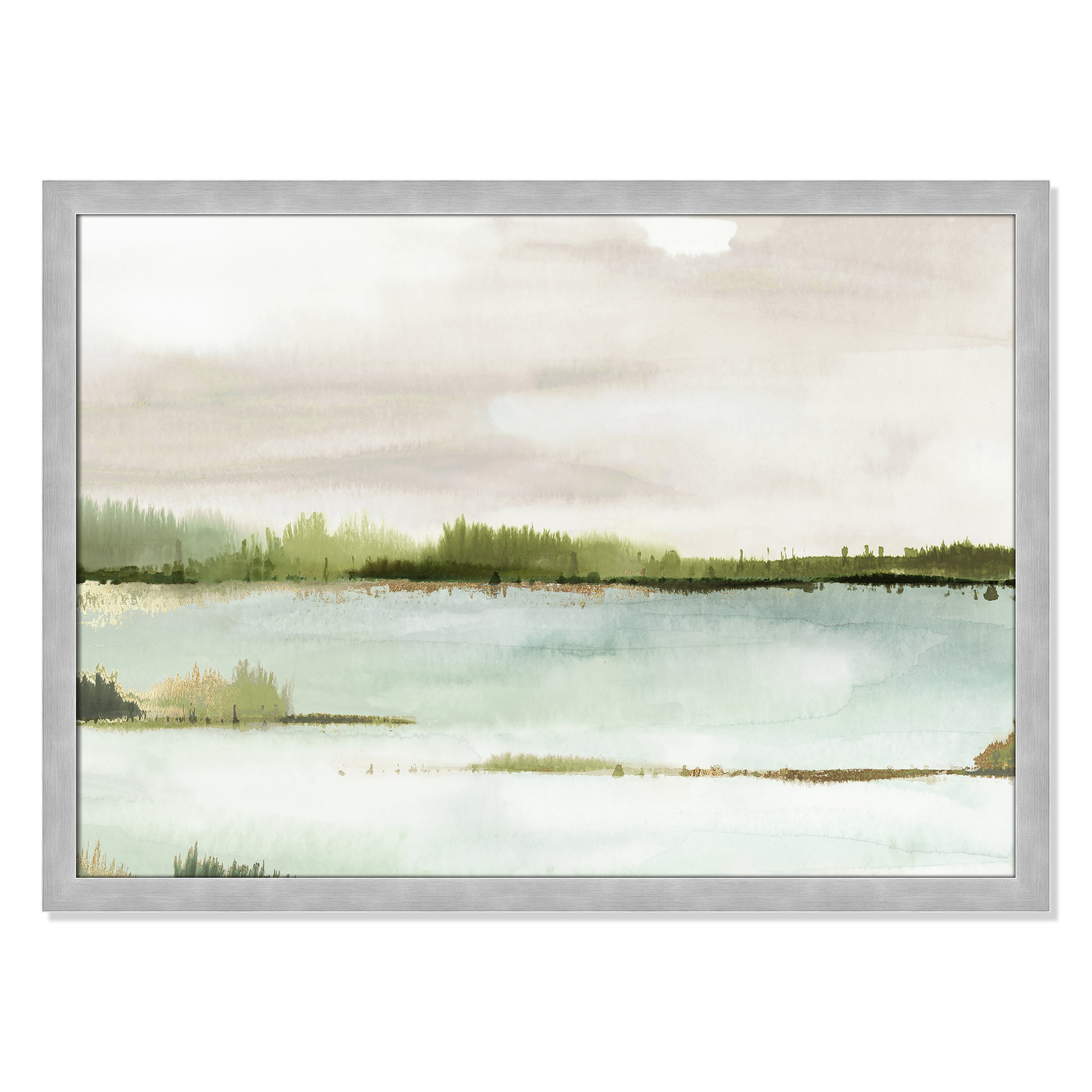 Silent Lake, Matte Silver Framed, 26.5" H x 36.5" W x 1.12" D