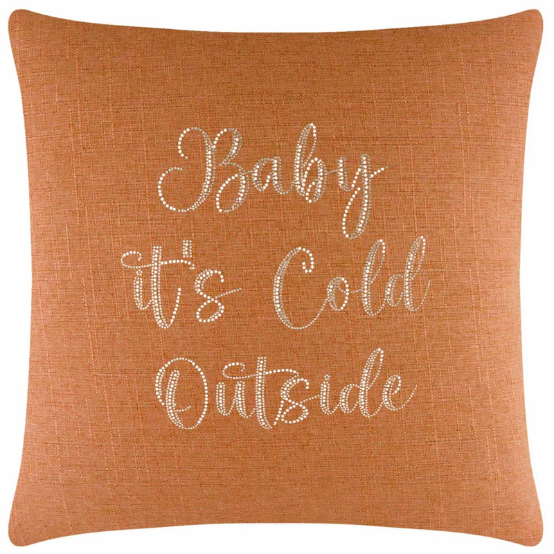 Coussin Sparkles Home Strass | Rembourrage en plumes | Luxe, Carré 20 po, Orange