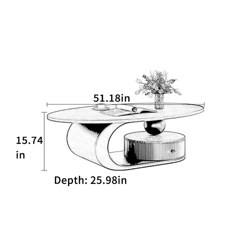 Table basse Simple Style, H 15,74 po x L 51,18 po x l 23,62 po