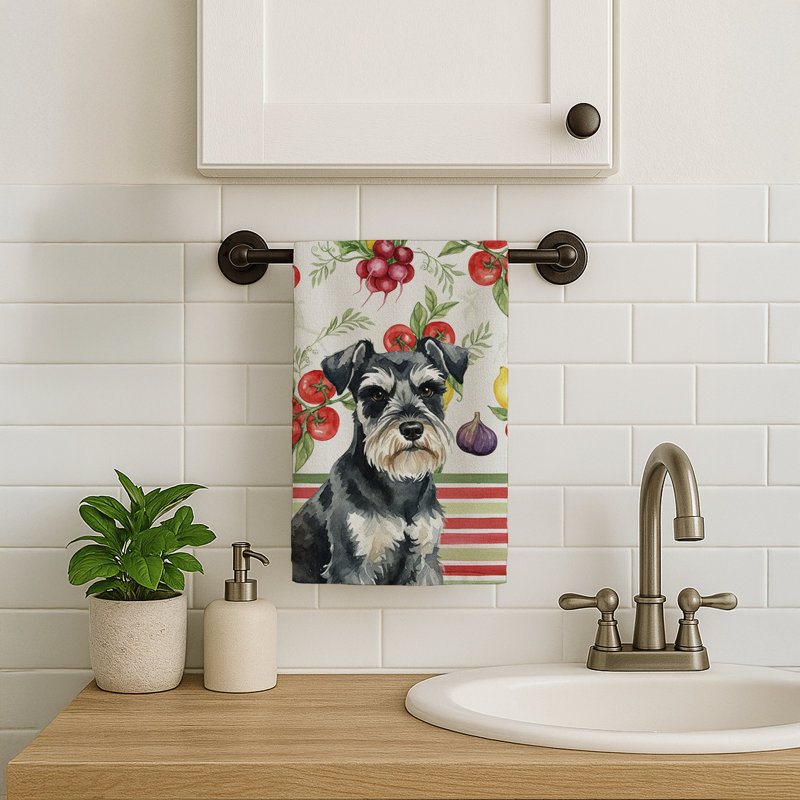 Serviette de cuisine noire et argentée Schnauzer, Schnauzer miniature noir / argenté