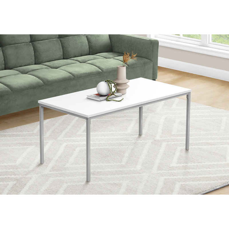 Table basse Tasfiah, décor, cocktail, rectangulaire, salon, métal, stratifié, Blanc, Gris