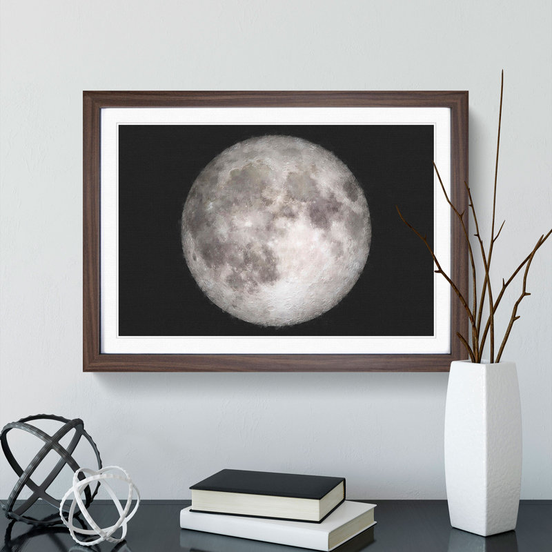 A Full Moon - Single Picture Frame Painting on MDF, Walnut, 62cm H x 87cm W x 2cm D