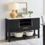 Amber Sideboard Buffet Server Cabinet, 2 Cabinets And 2 Shelves, Black