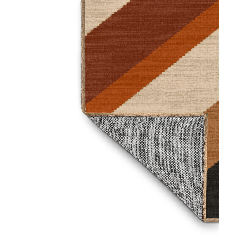 Machine Washable Pahola Global Inspired Ikat Rug in Brown – LightBrown Binding, 7' Round