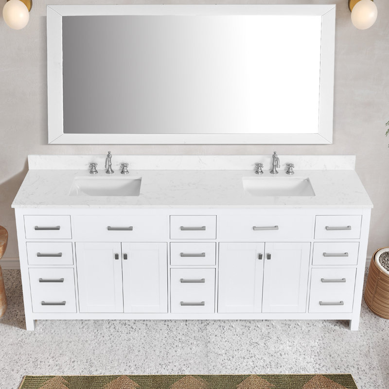 Spindell 84 Inch White Bathroom Vanity Base Only