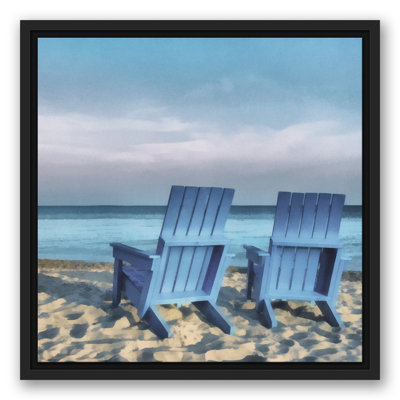 « blue beach chaises », impression sur toile