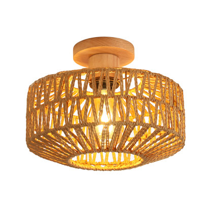 30Cm Elegant Rattan Flush Mount