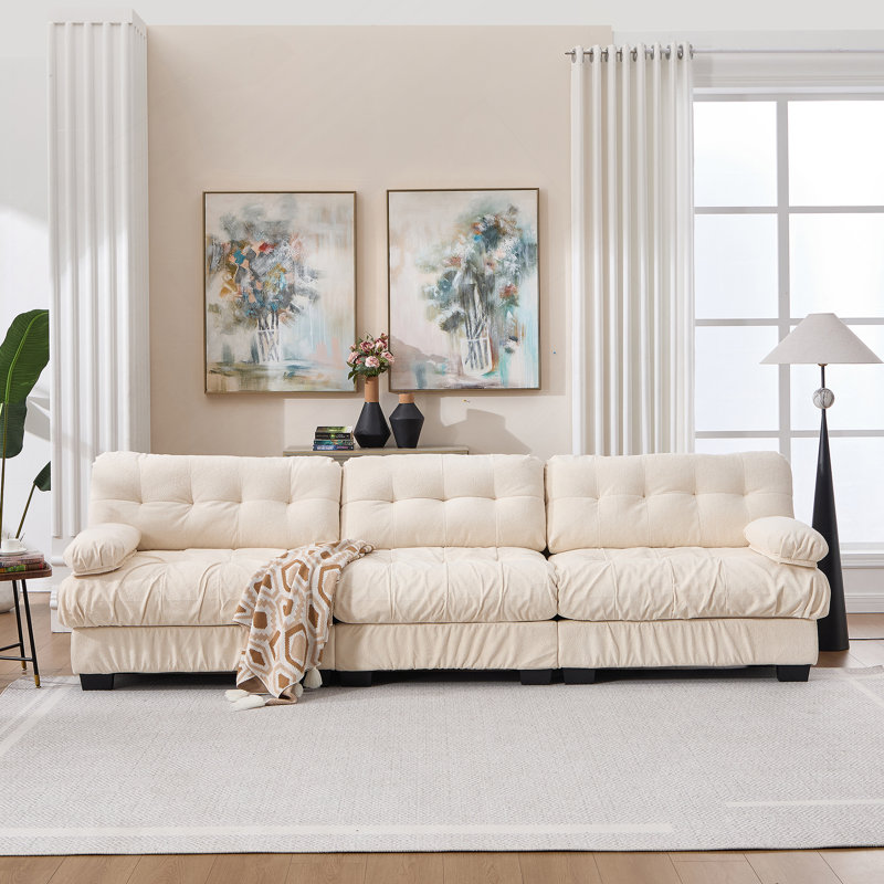 Canapé modulaire avec siège profond et configurations flexibles, H 35 po x l 123 po x P 35 po, Beige