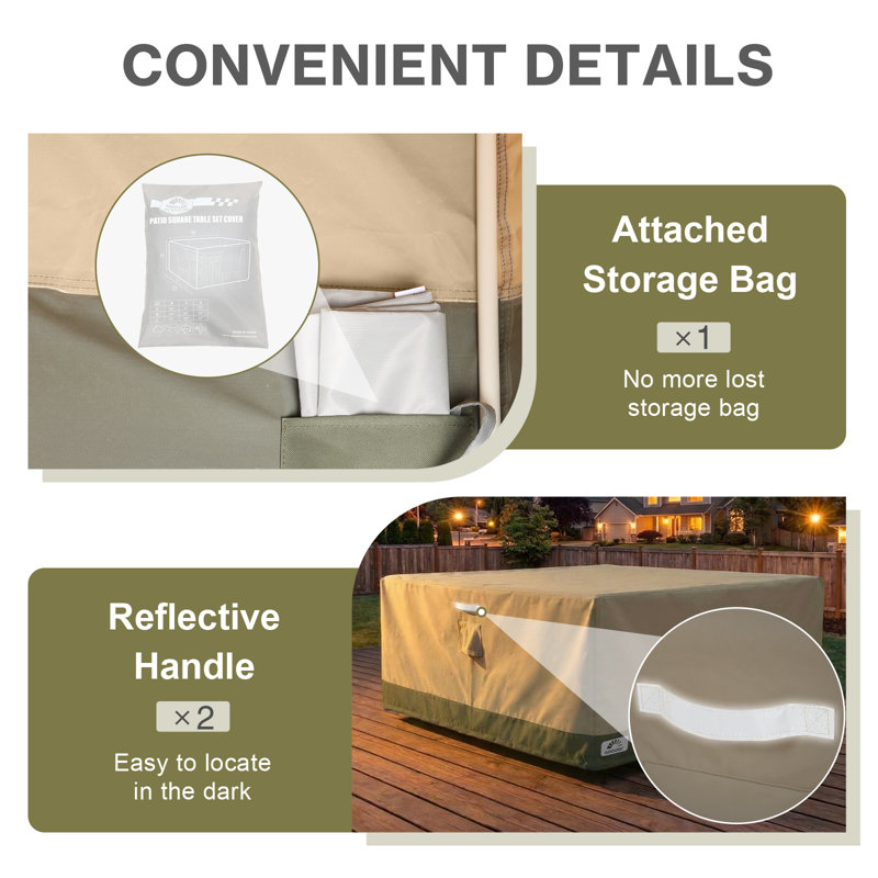 Housse pour mobilier d'extérieur robuste Aoodor, Beige/Green-86"W x 86"D x 32"H