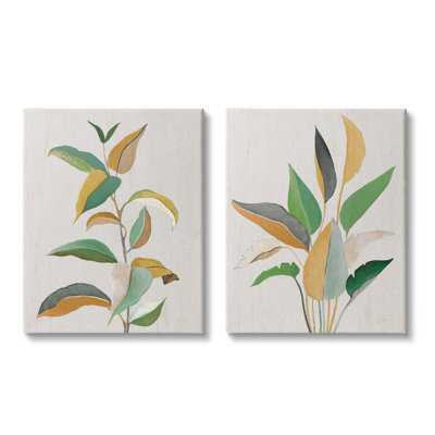 «Modern Split Plant Leaves On Canvas», 2 pièces par Janet Tava