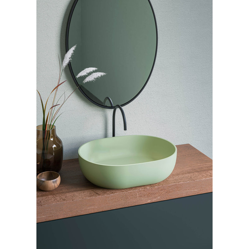 Oval Vessel Bathroom Sink, Avocado Lime Green