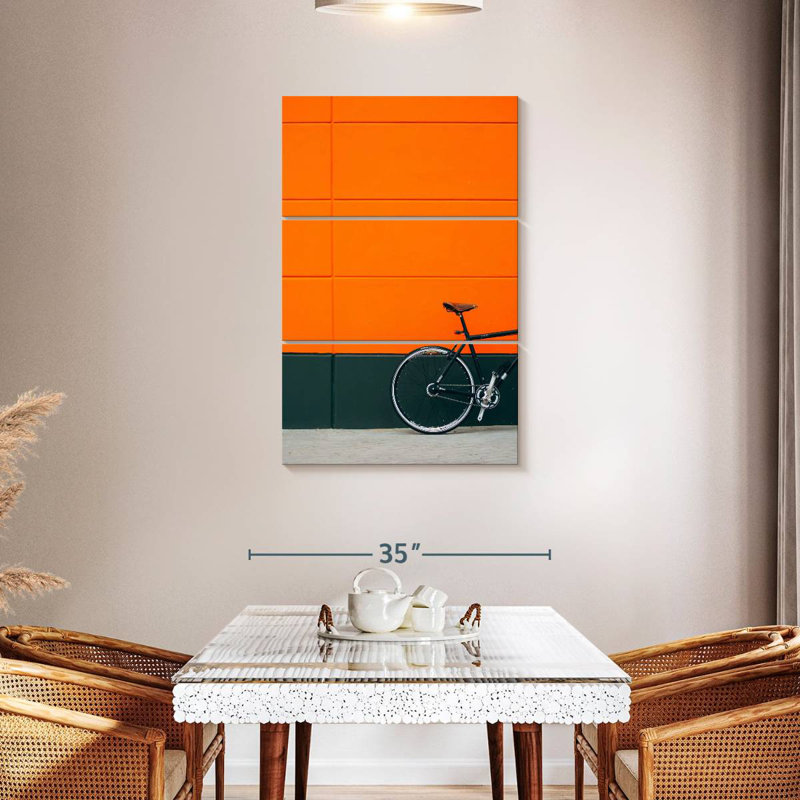 Mehar Bicycle On Orange, 32" H x 20" W