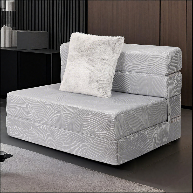 Canapé-lit haute densité en mousse viscoélastique avec coussin moelleux, taille simple, gris