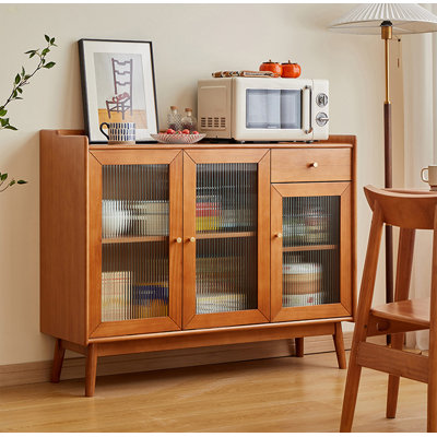 Buffet en bois massif et en verre de style scandinave