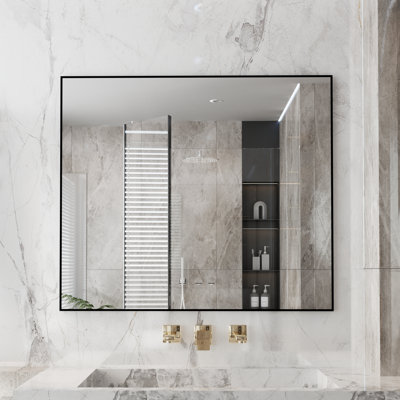 Lesamuel Wall Mounted Vanity Mirror w/ Aluminum Frame for Bedroom, Entryway, Living Room