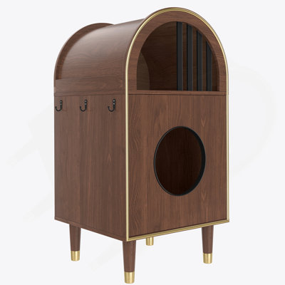 Cat Litter Box Enclosure , 2-In-1 Condo Cat Bed, Cat Shelter Furniture With Two-Level Cozy Haven For 2 Cats, Cute Kitty Condo For Sleeping, Luxury Cat House& Furniture, Espresso