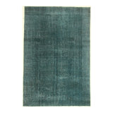 Hand Knotted Abstract Area Rug in Turquoise