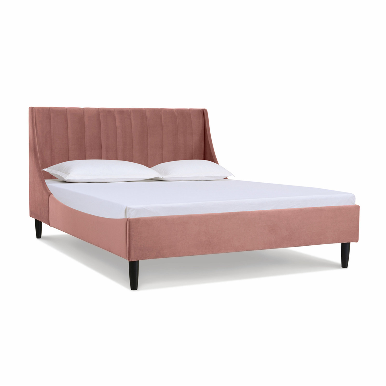 Helaina Upholstered Wingback Bed, King, Ash Rose Velvet