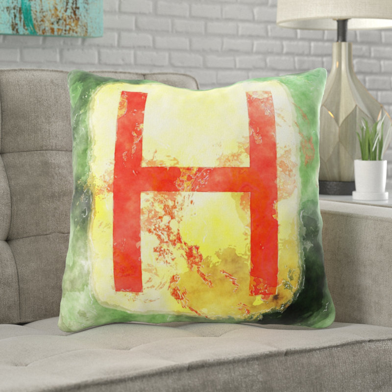 Coussin décoratif alphabet Caine, Microsuède, Intérieur