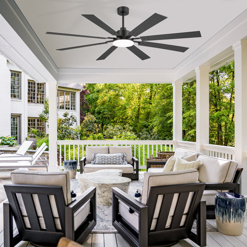48''/52''/72'' Modern Ceiling Fan with Light, 3CCT LED, Remote Control, 6-Speed Reversible DC Motor, Double-Sided Black/Walnut Blades, Timer, Indoor & Covered Outdoor