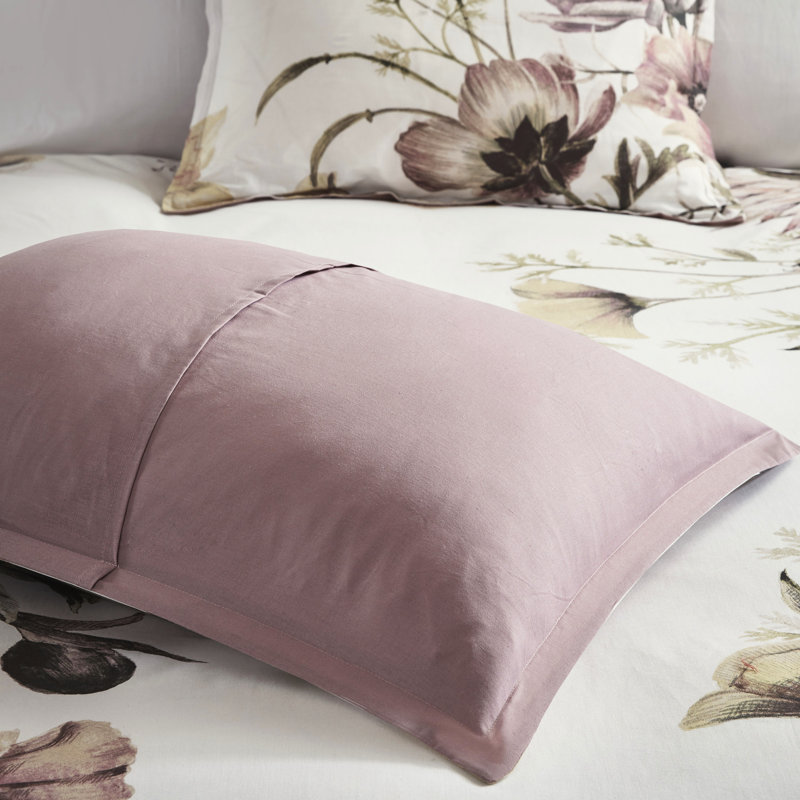 King/ King Cotton Printed Bedding - Shabby Chic, Large Floral Print, Soft Colour Combination, Button Closure, Corner Ties, Chic Duvet Cover With Palette, & Tie,