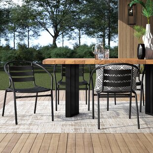 Chrisoula Aluminum Commercial Indoor-Outdoor Restaurant Stack Chair with Triple Slat Back (Set of 4)