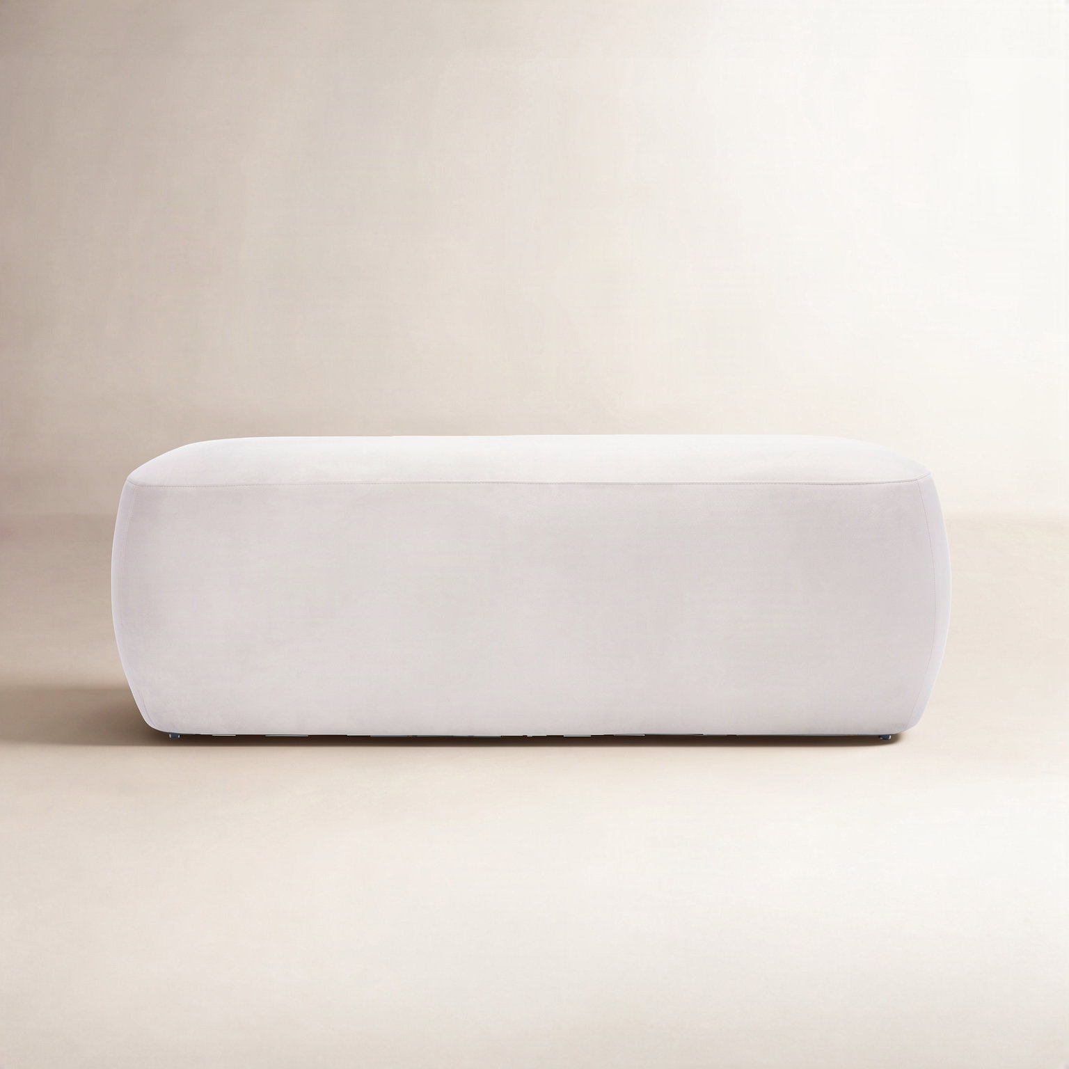 50" Velvet Upholstered Ottoman, Gray Velvet