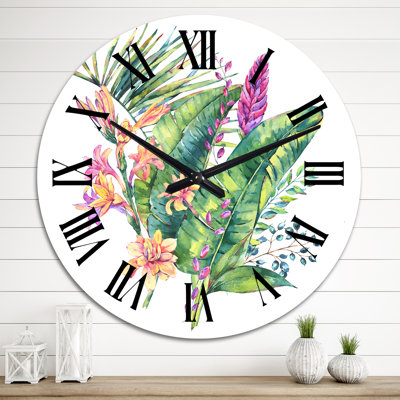 Horloge murale rétro - fleurs d'orchidées en fleurs rétro