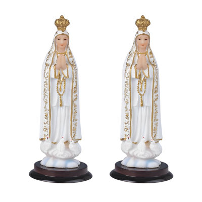 "2-PC Set" ICE ARMOR 5"H Our Lady of Fatima Statue Our Lady of The Holy Rosary of Fatima Holy Figurine  Figurine Statue Ornament Home/Room Decor and Perfect Gift Ideas for House Warming, Holidays and Birthdays Great Collectible Addition
