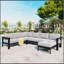 Ensemble de canapé modulaire d'extérieur en forme de U U_Style avec coussins ultra-épais de 5,9 po, canapé de conversation de patio à 5 ou 6 places toutes saisons avec structure en fer robuste, convient à la cour, au jardin, au bord de la piscine