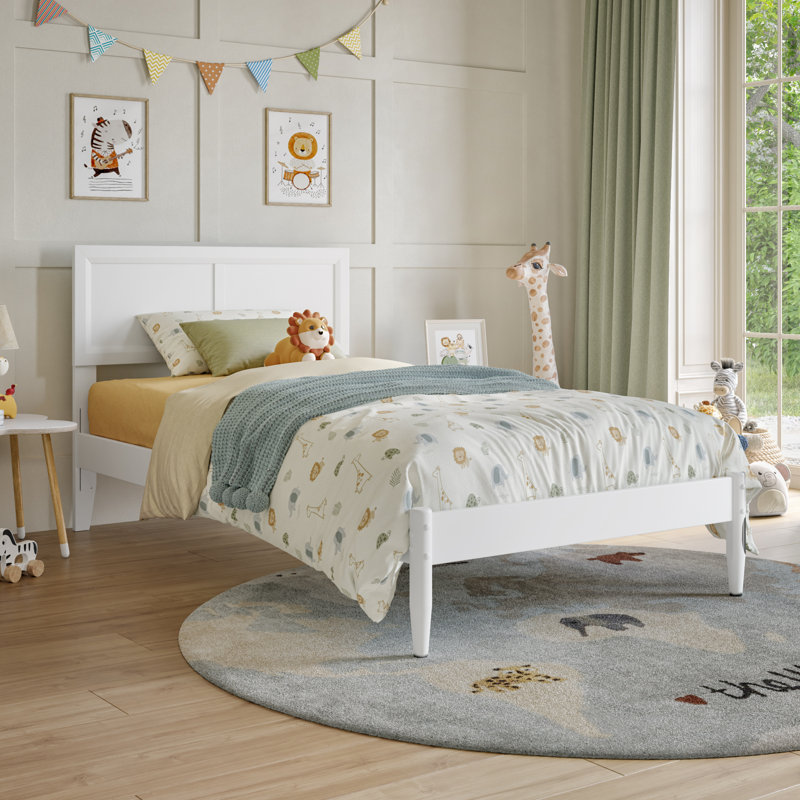 Lit plateforme avec tête de lit réglable Ellarie, Twin, White