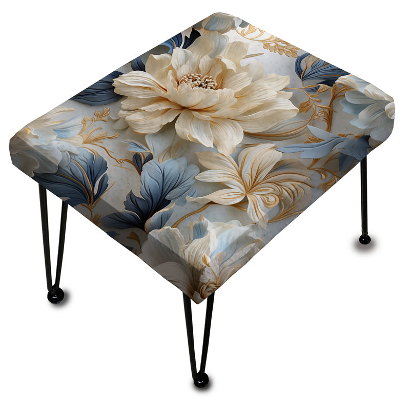 Ethereal Rococo Flourish Victorian Pattern XII - Floral Rectangle Ottoman