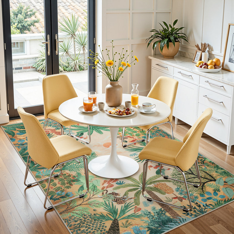  Boho Jungle Animal Print 5 x 7 Area Rugs for Living Room, Soft Beige Rug for Bedroom, Non-Slip Washable Rugs for Dining Room Office