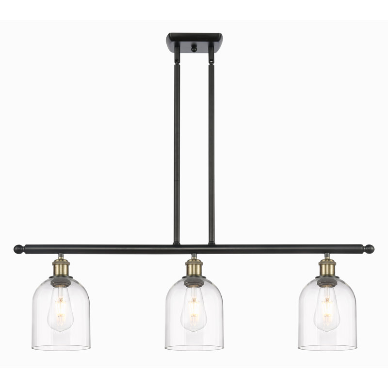 Odaniel 3 - Light Kitchen Island Pendant, Clear, Black Antique Brass