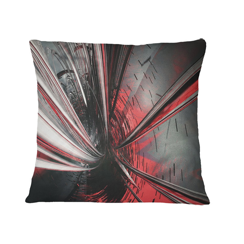Fractale 3D profond dans le milieu - coussin imprimé abstrait, 16 po x 1 po, Coussin décoratif