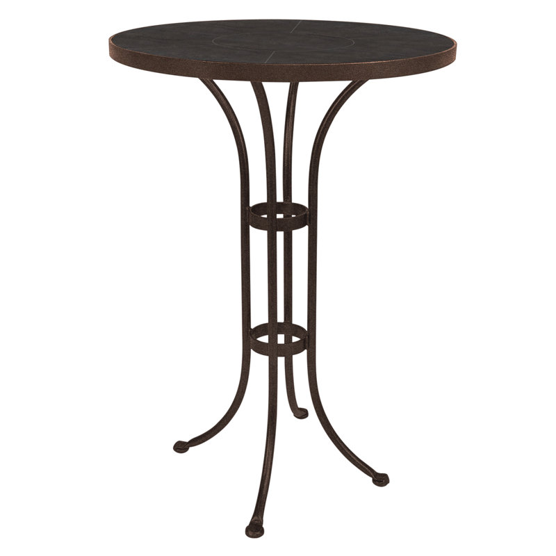 Outdoor Round Counter Table, Pallazo White, Graphite, 42.5" H x 42" W x 42" D 