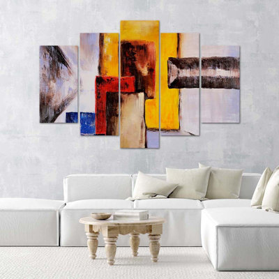 Colorful Abstraction - 5 Piece No Frame Print on Canvas