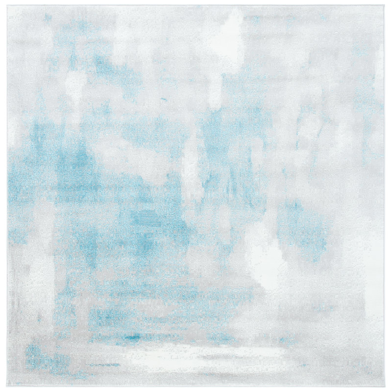 Tapis gris / bleu Barinholtz, Carré 6 pi 7 po