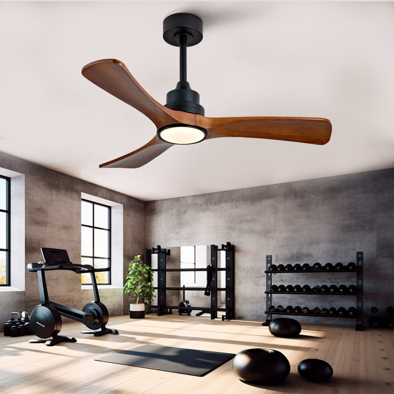 New Model Wood Ceiling Fan With 3 Solid Wood Blades Remote Control Reversible DC Motor For Living Room, 210 RPM, 42" Wide