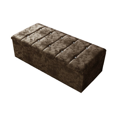Akyiah 102cm Wide Tufted Rectangle Striped Standard Ottoman with Storage