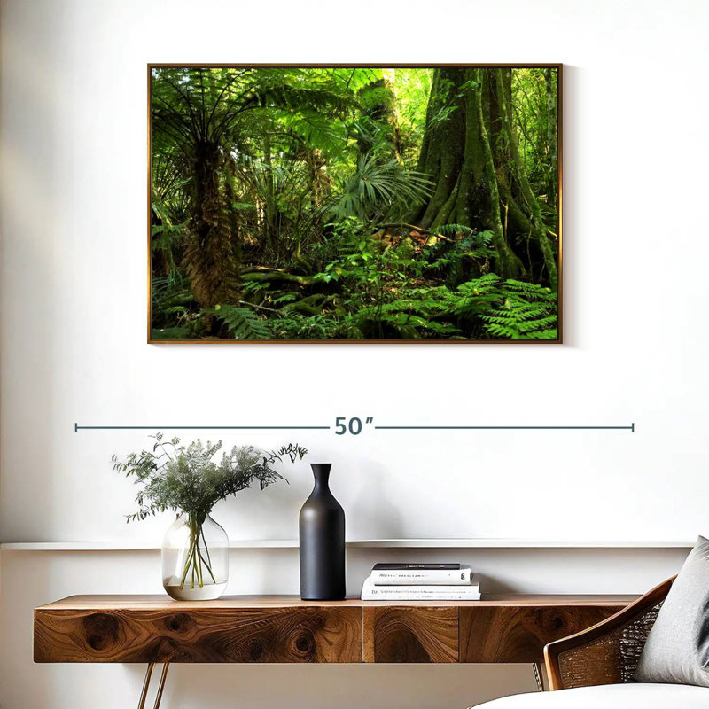 Jungle Ferns Forest, Cadre flottant doré, 37 po x 25 po