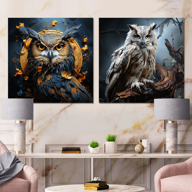 Nocturnal Owl Portrait I - Hibou, H 23 po x l 46 po