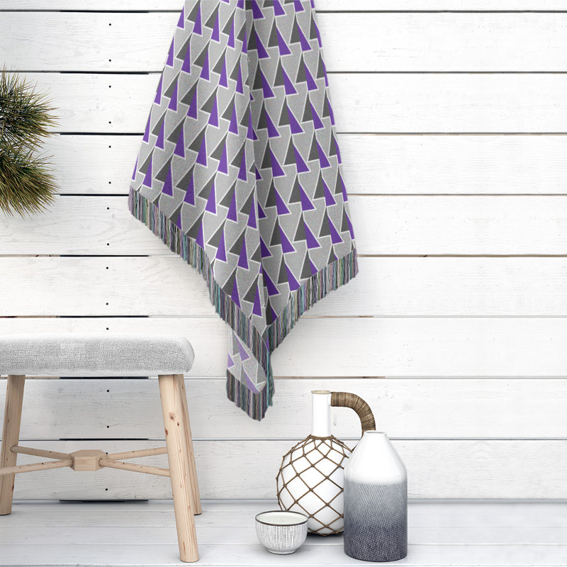 Couverture en coton tissé à flèches changeante, l 37 po x L 52 po, Violet