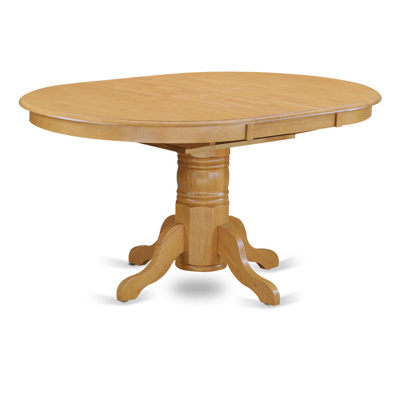 7 Piece Dining Room Table Set consists of an Oval Kitchen Table with Butterfly Leaf and 6 Light Tan Linen Fabric Parson Dining Chairs, 42x60 Inch, Oak