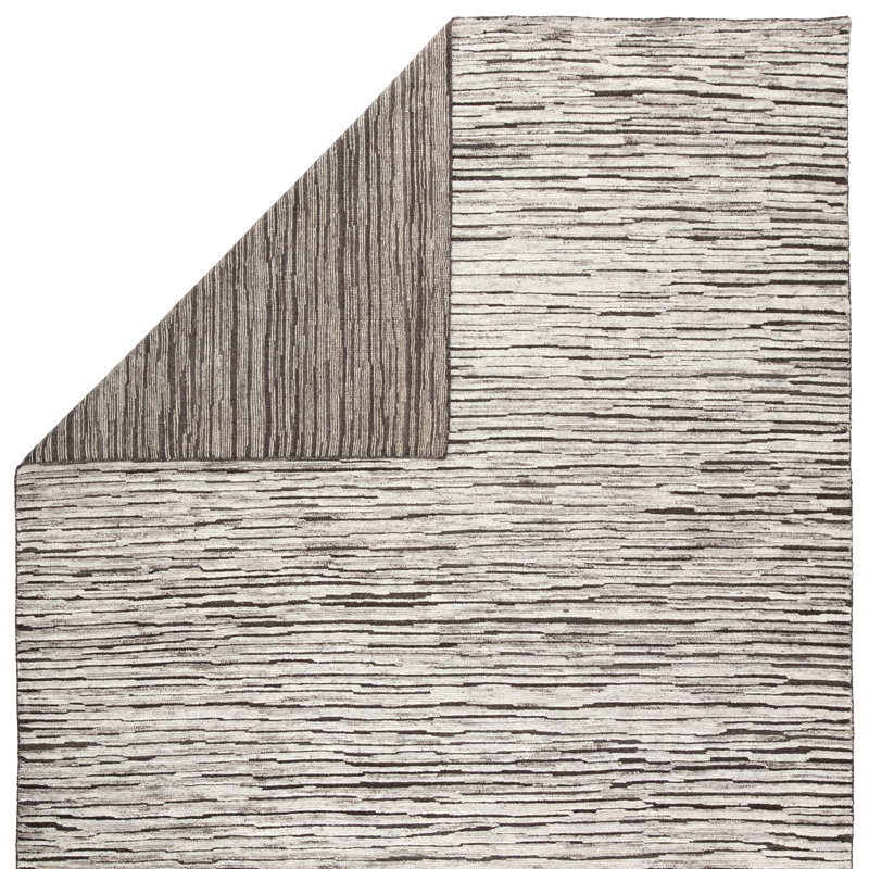Jaipur Living Ramsay Hand-Knotted Striped Dark Gray/ Ivory Area Rug 9'X12', Rectangle 9' x 12'