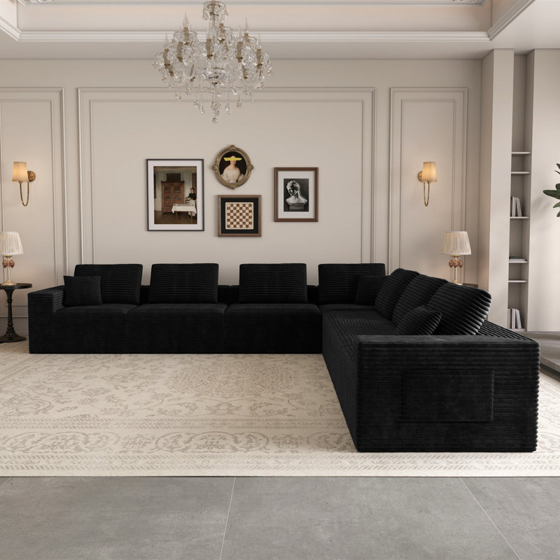 Canapé modulaire moderne en mousse de velours côtelé Compression Sectionals