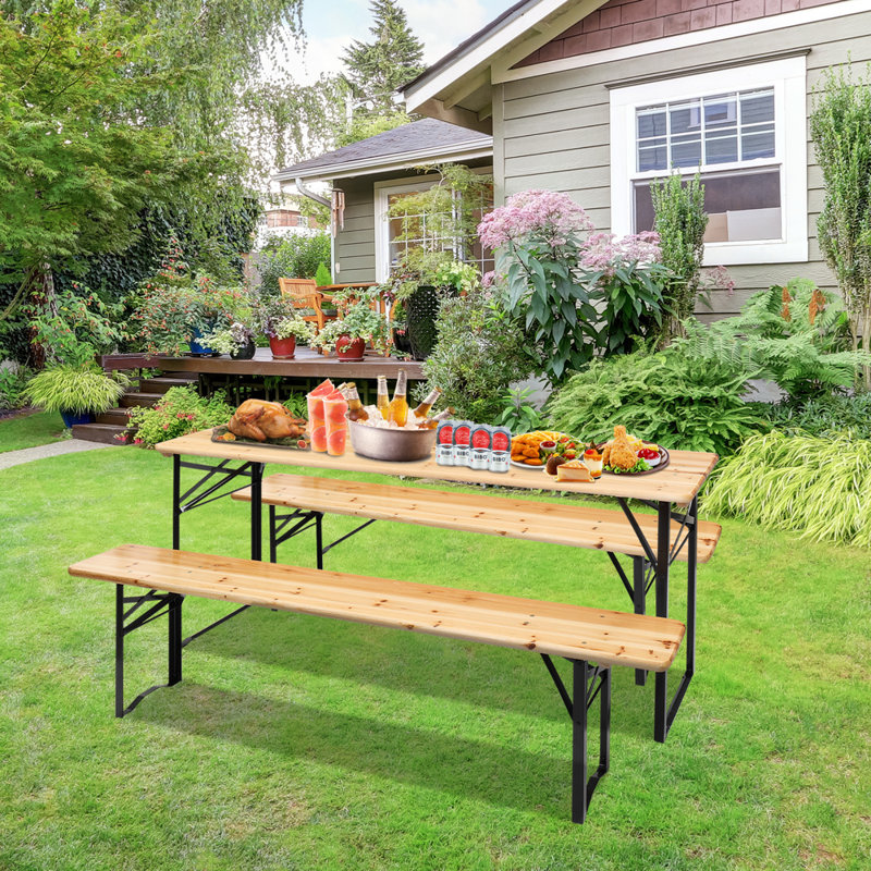 Aleacia 6 - Person Patio Dining Set with Rectangular Table, Wooden 