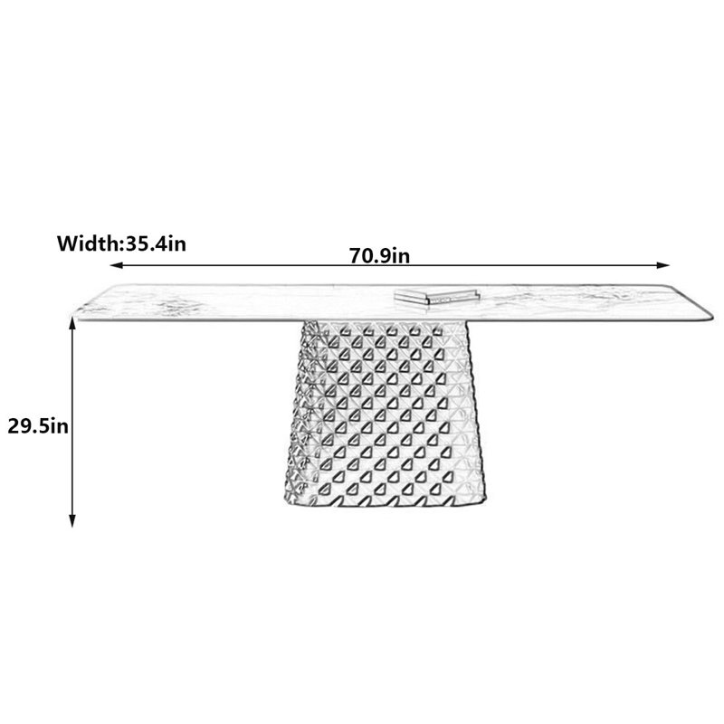Table Rock Modern Modern, base en titane gris, H 29,5 po x L 70,9 po x l 35,4 po